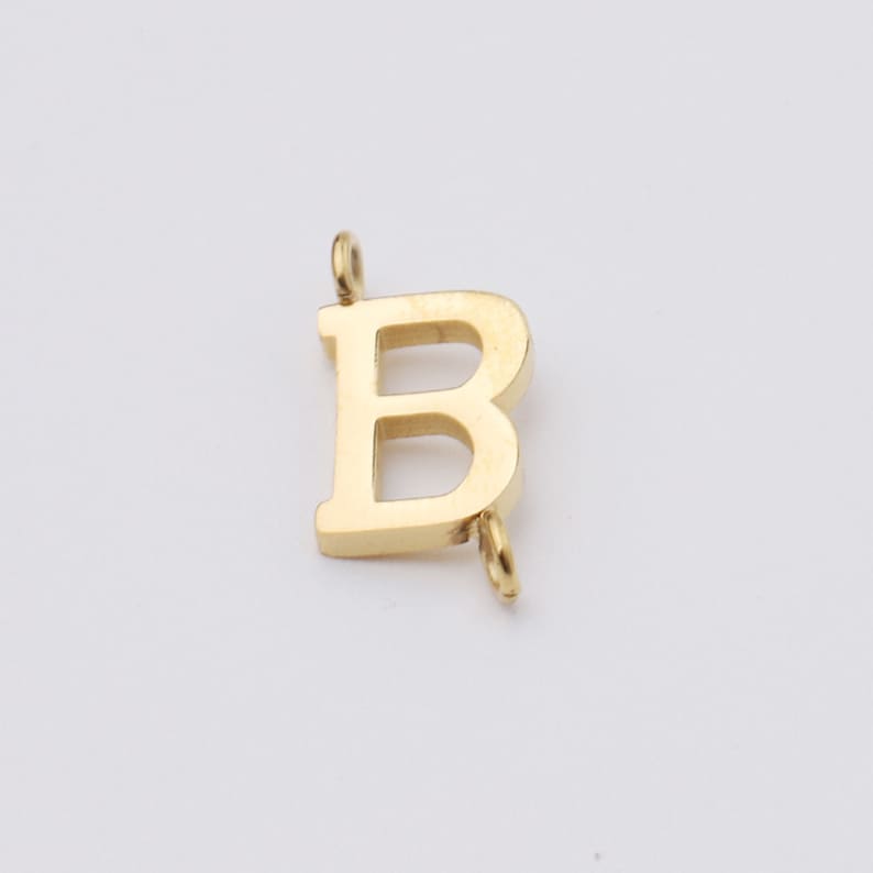 5PCS Stainless Steel Letter Charm,Letter Connector,Gold Initial Charm,Vermeil Letter Pendant,Gold Initial Charms,A-Z, 8*10mm