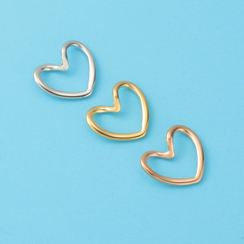 10PCS Stainless Steel Heart Charm,Tiny Mini Heart Connector,Vermeil Pendant