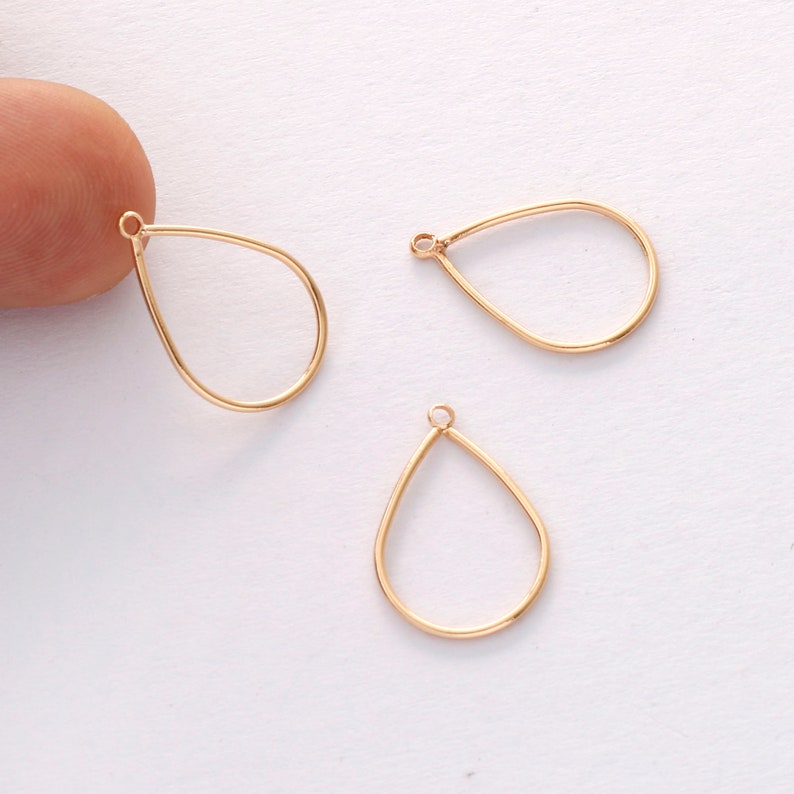 10PCS. Real Gold Plated Teadrop Charm, Hollow Teardrop Pendant,Brass Finding,Earring Jewelry DIY Material