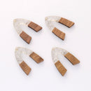 4pcs Epoxy Resin Pendants, U Shape Translucent White Resin Findings, Wood and Resin Pendant, Color Blocked, Large Round Charm