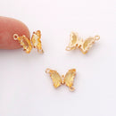 6pcs Gold Plated Crystal Butterfly Charm, Glass Butterfly Connector, Link, Animal Insects Finding, Jewelry makeing