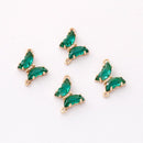 6pcs Gold Plated Crystal Butterfly Charm, Glass Butterfly Connector, Link, Animal Insects Finding,Jewelry makeing