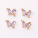 6pcs Gold Plated Crystal Butterfly Charm, Glass Butterfly Connector, Link, Animal Insects Finding, 12x16mm (small), Jewelry makeing