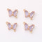 6pcs Gold Plated Crystal Butterfly Charm, Glass Butterfly Connector, Link, Animal Insects Finding, 12x16mm (small), Jewelry makeing