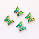 6pcs Gold Plated Crystal Butterfly Charm, Ombre Glass Butterfly Connector, Link, Insects, Animal, Jewelry Making Materials, Wholesale