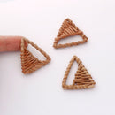 4pcs Natural Rattan Wood, Triangle Wooden Charms Handwoven Circle Findings Woven Boho Jewelry Making Blanks