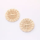 4pcs Natural Rattan Wood Earring Hoops,Round Wooden Charms Handwoven Circle Findings Woven Boho Jewelry Making Blanks