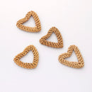 4pcs Natural Rattan Wood Earring Hoops,Heart Wooden Charms Handwoven Circle Findings Woven Boho Jewelry Making Blanks