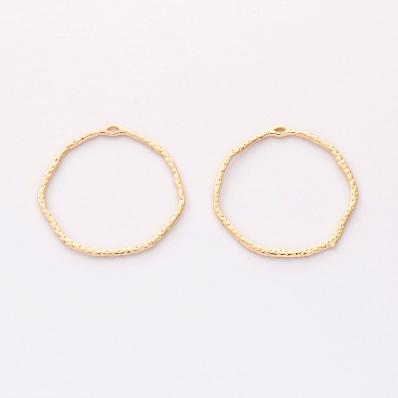 10PCS. Real Gold Plated Circle Charm, Hollow Circle Pendant,Brass Finding,Earring Jewelry DIY Material