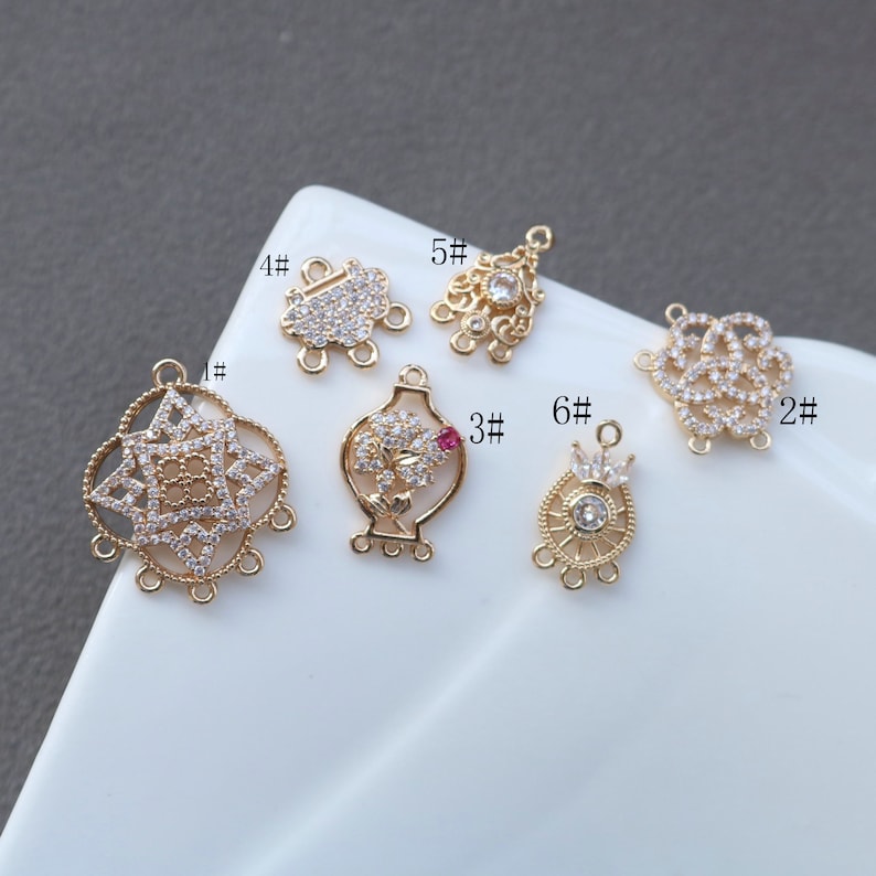 10pcs CZ Pave Charm, Zircon Branches Pendant, flower Branches Charm Connector, Jewelry Making,Material Craft Supplies