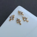 10pcs CZ Pave four leaf clover Charm, star Zircon Pendant, flower clover Charm Connector, Jewelry Making,Material Craft Supplies