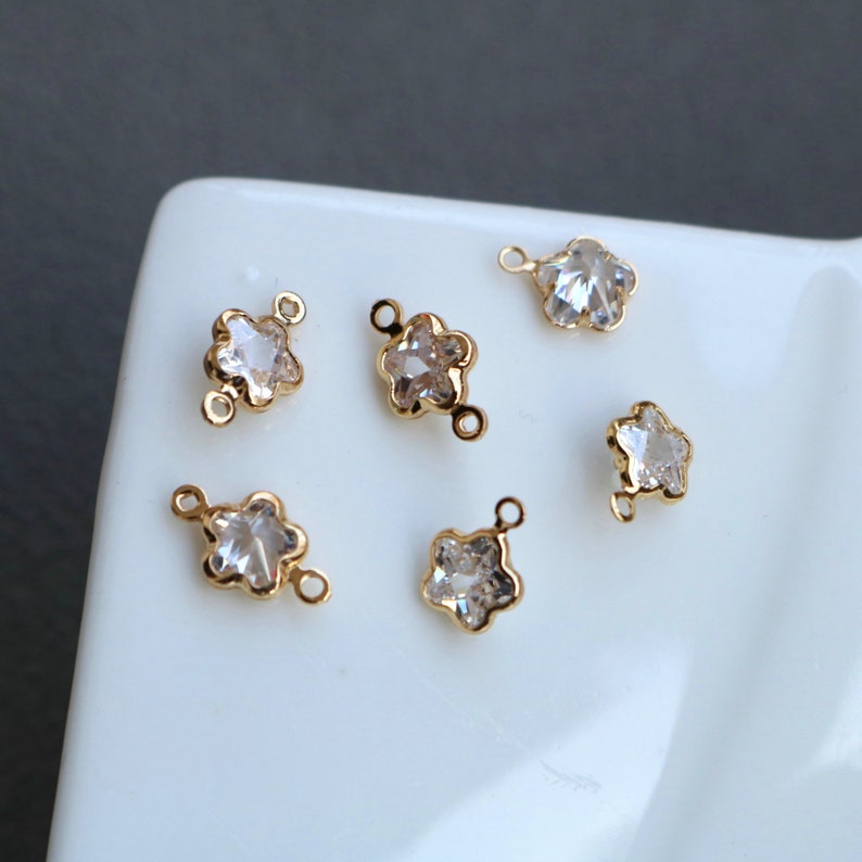 10pcs CZ Pave four leaf clover Charm, star Zircon Pendant, flower clover Charm Connector, Jewelry Making,Material Craft Supplies