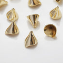 10PCS,Real Gold Plated Brass Cone Cap, Connector for Beads, Cone Caps, Tassel Cap, Gold Beads end Caps, Gold Plated Findings