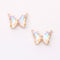 6pcs Iridescent Two Tone Gradient Colorful Glass Butterfly Charm, Ombre Glass Butterfly Connector,Jewelry Making Materials, Wholesale