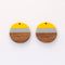 4pcs Epoxy Resin Pendants, Semi Translucent White Resin Findings, Wood and Resin Pendant, Color Blocked, Large Round Charm