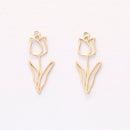 6pcs real gold plated tulip flower charm, tulip Pendant ,tulip bouquet, plant,Jewelry Making,diy supply