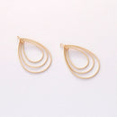 6PCS. Real Gold Plated Teadrop Charm, Multilayer Teardrop Pendant,Brass Finding,Earring Jewelry DIY Material