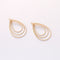 6PCS. Real Gold Plated Teadrop Charm, Multilayer Teardrop Pendant,Brass Finding,Earring Jewelry DIY Material