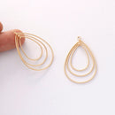 6PCS. Real Gold Plated Teadrop Charm, Multilayer Teardrop Pendant,Brass Finding,Earring Jewelry DIY Material