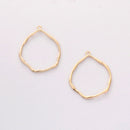 10PCS. Real Gold Plated Teardrop Charm, Hollow Oval Pendant,Brass Finding,Earring Jewelry DIY Material