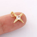 6pcs Real 18K Gold Plated Star Charm,Gold Initial Charm,Vermeil Star Pendant,Tiny Gold Star,cz pave star Charm