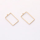 10PCS. Real Gold Plated Rectangle Charm, Hollow Rectangle Pendant,Brass Finding,Earring Jewelry DIY Material