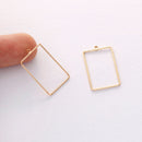 10PCS. Real Gold Plated Rectangle Charm, Hollow Rectangle Pendant,Brass Finding,Earring Jewelry DIY Material