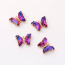 6pcs gold Plated Crystal Butterfly Charm, Glass Butterfly, Necklace Pendant