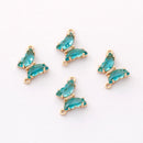 6pcs Gold Plated Crystal Butterfly Charm, Glass Butterfly Connector, Link, Animal Insects Finding, Jewelry makeing