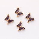 6pcs Gold Plated Crystal Butterfly Charm, Glass Butterfly Connector, Link, Animal Insects Finding, Jewelry makeing