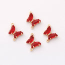 6pcs Gold Plated Crystal Butterfly Charm, Glass Butterfly Connector, Link, Animal Insects Finding,Jewelry makeing