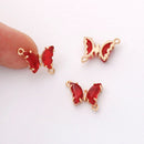 6pcs Gold Plated Crystal Butterfly Charm, Glass Butterfly Connector, Link, Animal Insects Finding,Jewelry makeing