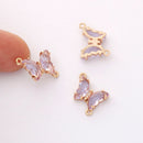 6pcs Gold Plated Crystal Butterfly Charm, Glass Butterfly Connector, Link, Animal Insects Finding, 12x16mm (small), Jewelry makeing