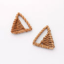 4pcs Natural Rattan Wood, Triangle Wooden Charms Handwoven Circle Findings Woven Boho Jewelry Making Blanks