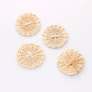 4pcs Natural Rattan Wood Earring Hoops,Round Wooden Charms Handwoven Circle Findings Woven Boho Jewelry Making Blanks