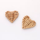 4pcs Natural Rattan Wood Earring Hoops,Heart Wooden Charms Handwoven Circle Findings Woven Boho Jewelry Making Blanks