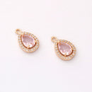 10pcs Gold Plated Teardrop Zircon Charm, cz Pave Teardrop Pendant, Jewelry Making Materials