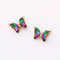 6pcs Iridescent Two Tone Gradient Colorful Glass Butterfly Charm, Ombre Glass Butterfly Connector,Jewelry Making Materials, Wholesale