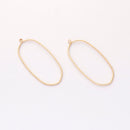 10PCS. Real Gold Plated Oval Charm, Hollow Oval Pendant,Brass Finding,Earring Jewelry DIY Material