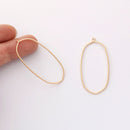 10PCS. Real Gold Plated Oval Charm, Hollow Oval Pendant,Brass Finding,Earring Jewelry DIY Material