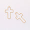 10PCS. Real Gold Plated Cross Charm, Hollow Cross Pendant,Brass Finding,Earring Jewelry DIY Material