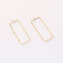 10PCS. Real Gold Plated Rectangle Charm, Hollow Rectangle Pendant,Brass Finding,Earring Jewelry DIY Material