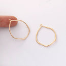 10PCS. Real Gold Plated Teardrop Charm, Hollow Oval Pendant,Brass Finding,Earring Jewelry DIY Material