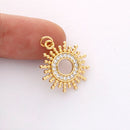 2pcs Real 18K Gold Plated Circle Charm,Gold Initial Charm,Vermeil Sun Pendant,cz Pave Sun Charm