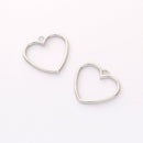 10PCS. Platinum Plated Heart Charm, Hollow Heart Pendant,Brass Finding,Earring Jewelry DIY Material