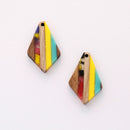 4pcs Epoxy Resin Pendants, Diamond Translucent Yellow Resin Findings, Wood and Resin Pendant, Color Blocked, Diamond Charm