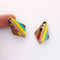 4pcs Epoxy Resin Pendants, Diamond Translucent Yellow Resin Findings, Wood and Resin Pendant, Color Blocked, Diamond Charm