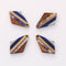 4pcs Epoxy Resin Pendants, Diamond Translucent Blue Resin Findings, Wood and Resin Pendant, Color Blocked, Diamond Charm