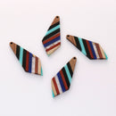 4pcs Epoxy Resin Pendants, Long Stick Translucent White Resin Findings, Wood and Resin Pendant, Color Blocked, Long BarCharm