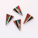 4pcs Epoxy Resin Pendants, Triangle Translucent Blue Resin Findings, Wood and Resin Pendant, Color Blocked, Diamond Charm